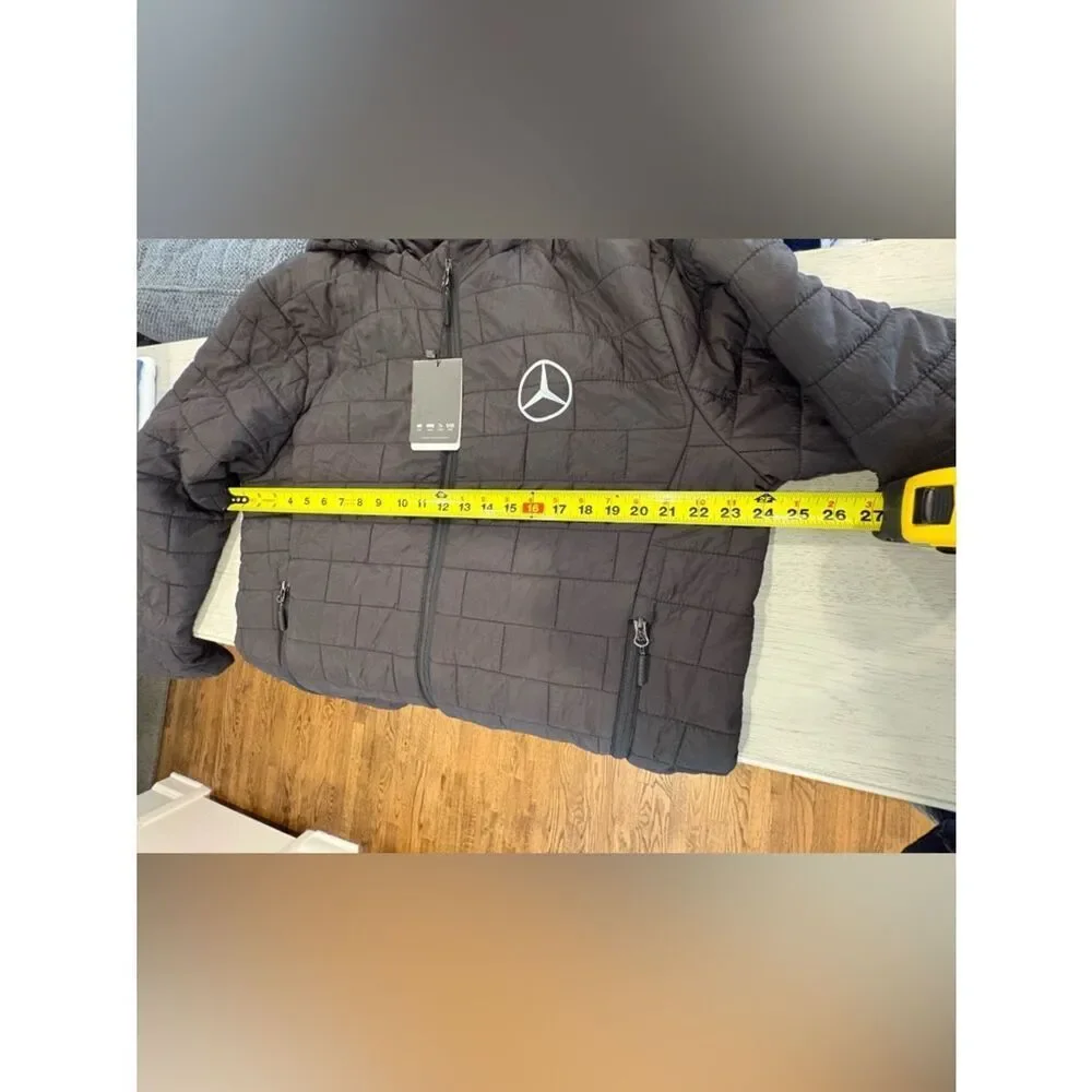 Mercedes Men's Quilted Hooded Puffer Jacket in Black
